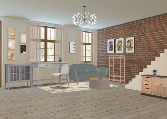Small Calm Living Room Design Rendering
