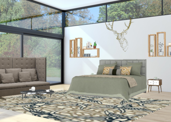 Hunter's luxurious cabin bedroom Design Rendering