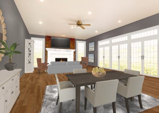 family room’ dining room combo Design Rendering