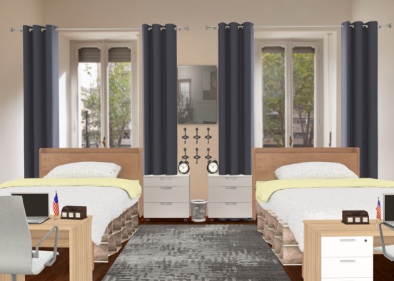 Collage Dorm Room Design Rendering