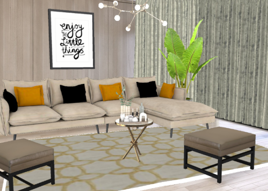 Simple living room  Design Rendering
