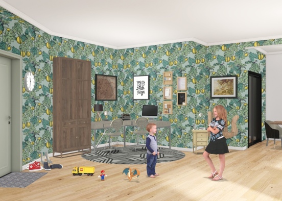 Entry room and playroom Design Rendering