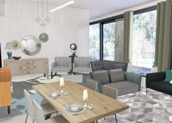 futuristic living room Design Rendering