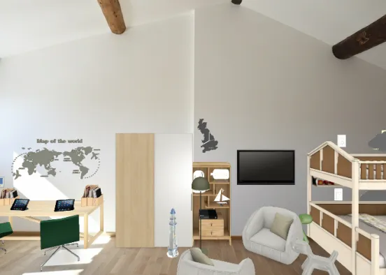 Minimalistic kids room Design Rendering