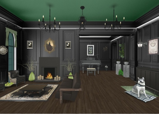 Slytherine Dorm Room Design Rendering