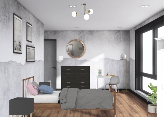 Black & White bedroom Design Rendering