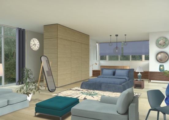 blue bedroom  Design Rendering