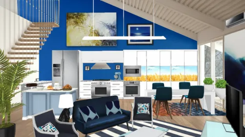 Cozinha com sala de estar 