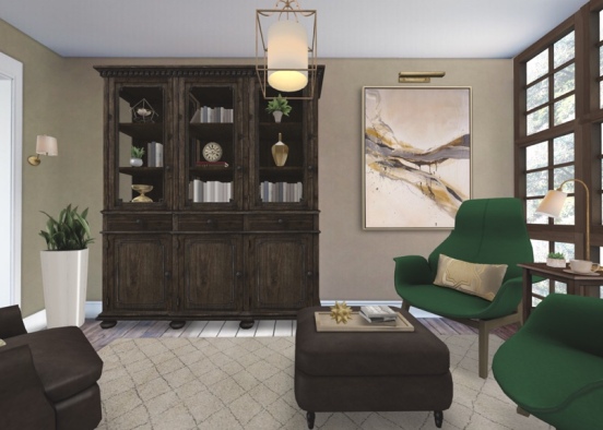 Contemporary Reading Nook with Antique Charm Design Rendering