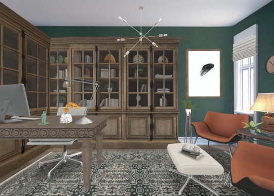 Art Deco Office with antiques and a modern touch  Design Rendering