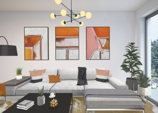 Vibrant Living Room Design Rendering