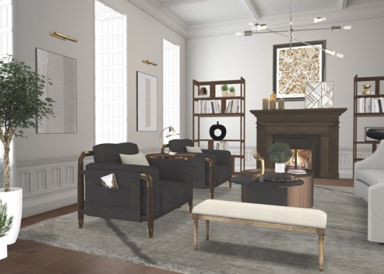 NYC Brownstone Living Room Design Rendering