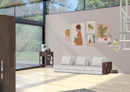 neutral tone living room  Design Rendering