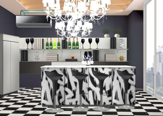Bachelor's bar room  Design Rendering