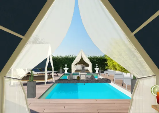 Resort poolside Design Rendering