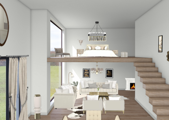 Duplex Room with Golden Details Design Rendering