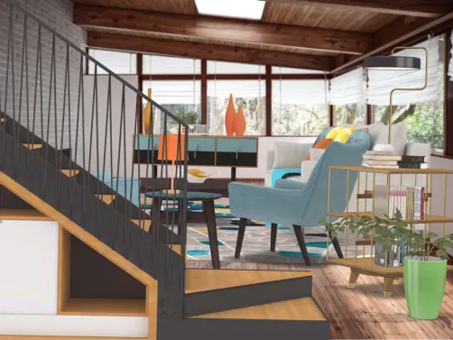 Mid century inspired living room. 