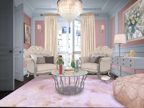 Champagne and dreams in a pink cloud of happiness