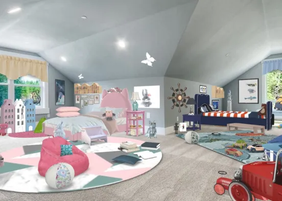 # two worlds one room Визуализация дизайна