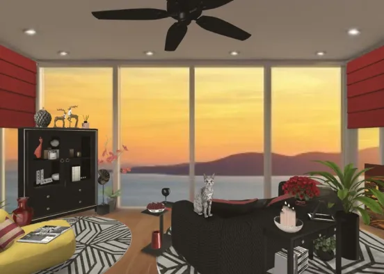 # red room with a view Визуализация дизайна