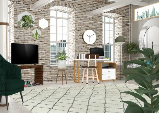 Cute, small office/living room  Design Rendering