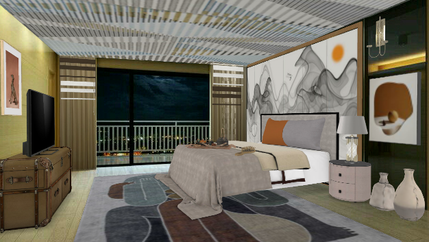 Hotel 🏨 bedroom. Design Rendering