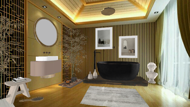 Japandi bath! Design Rendering
