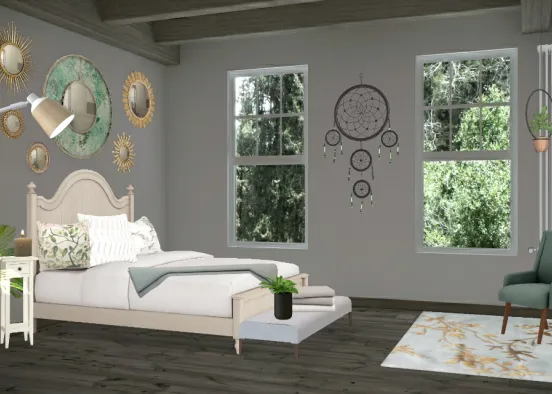 Teens trendy bedroom  Design Rendering
