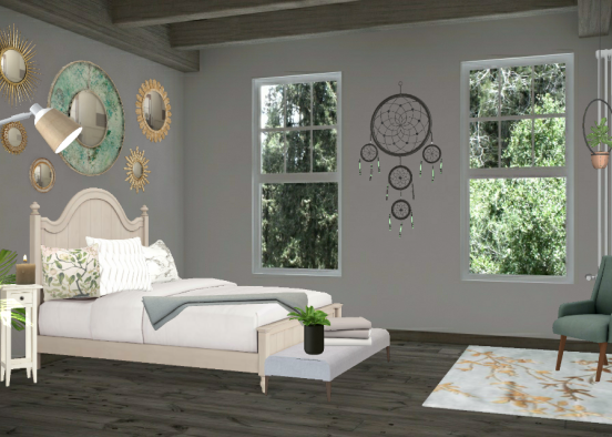 Teens trendy bedroom  Design Rendering