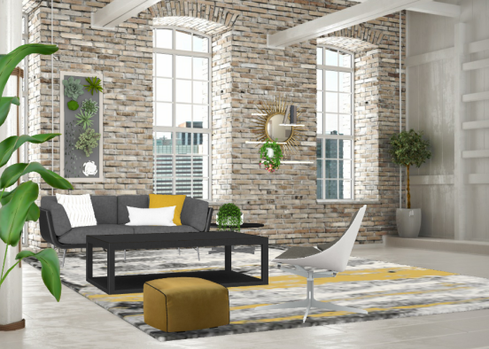 New York minimalist apartment living room  Design Rendering
