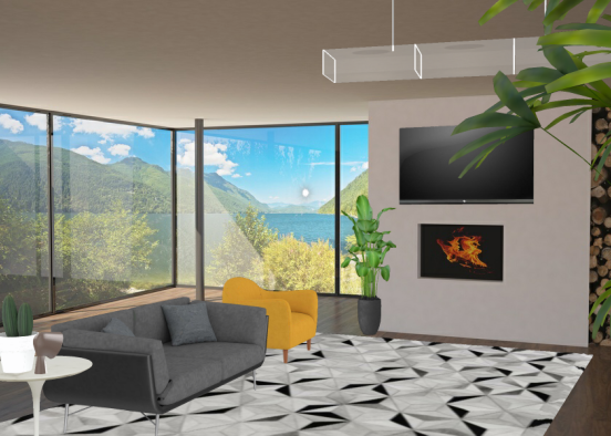 A living roomm Design Rendering