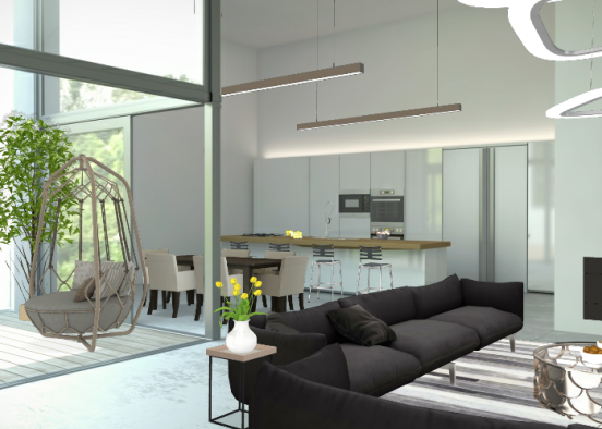 Wohnzimmer/ Küche/ Esszimmer Design Rendering