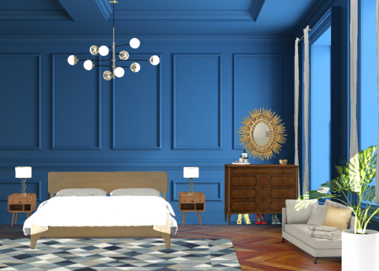 Dormitorio líneas elegantes pro y azulon Design Rendering
