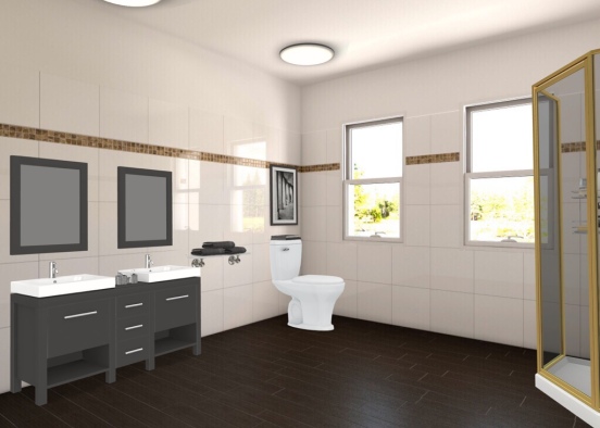 B+W Bathroom Design Rendering