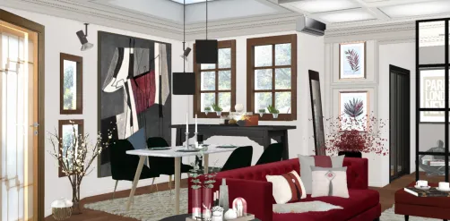 Sala de jantar  e estar do preto ao vermelho 🍒💞