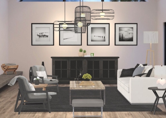 Rustic living room  Design Rendering