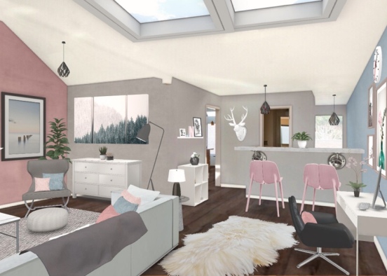 Bright Cozy Living Room Design Rendering