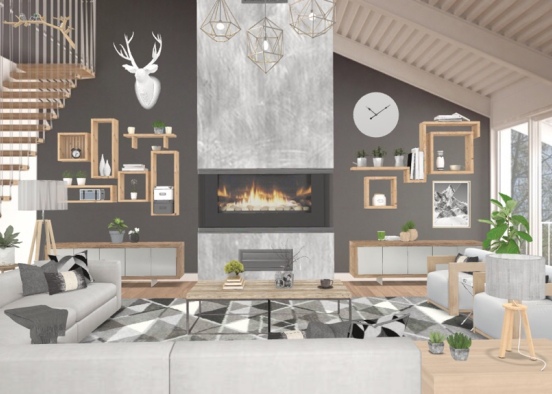 Cottage living room Design Rendering