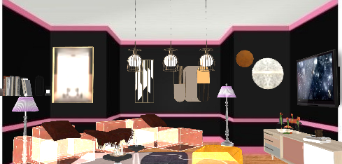 Living room purple. Design Rendering