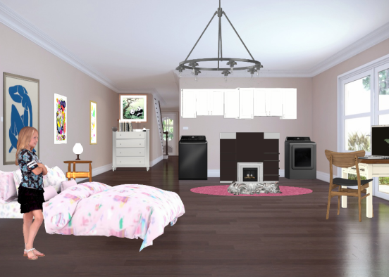 Bedroom and  laundryroom Design Rendering