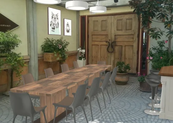 10 seater table at a restaurant  Design Rendering