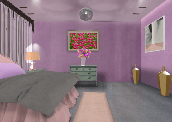 Pink Bedroom Design Rendering