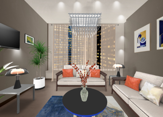 Penthouse Living Room Design Rendering