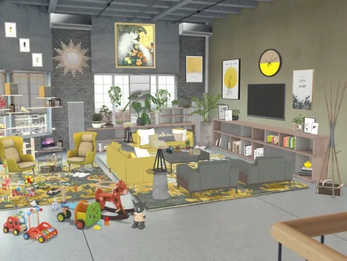 Homestyler Templates: A Loft with a Cozy Living Space with Child’s room