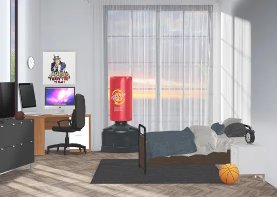 gamer \athlete bedroom Design Rendering