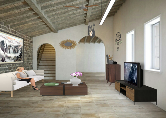 Village modern living room Design Rendering