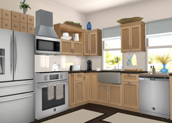 Modern wood kitchen Design Rendering