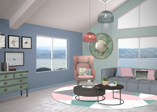 #Morandi living room Design Rendering