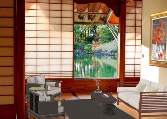 Japanese living room Design Rendering
