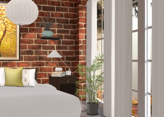 Exposed brick bedroom  Design Rendering